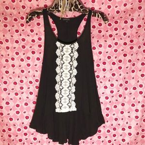 MM MM MM Black Tunic Top